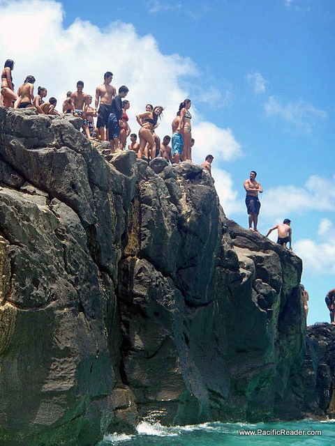 Waimea Bay Jump Rock in the Summertime